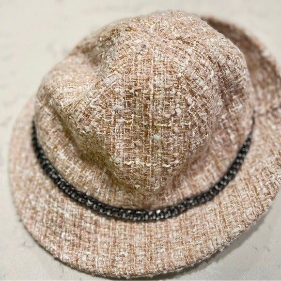 INC Chain Tweed pink Trim Chain Winter Cloche Hat NEW pale pink - Picture 4 of 5